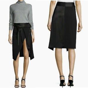 HALSTON HERITAGE ASYMMETRIC FAUX-WRAP SKIRT